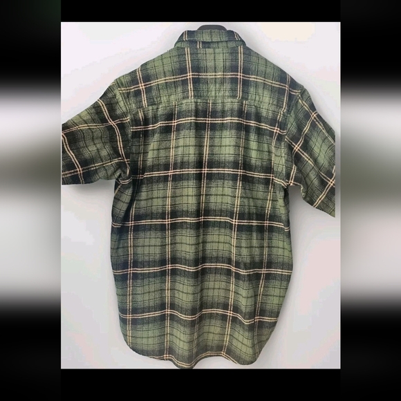 Mens Caribou Creek Thick Green Outdoor Flannel Fall Winter Button Down Shirt XLT - Picture 3 of 8